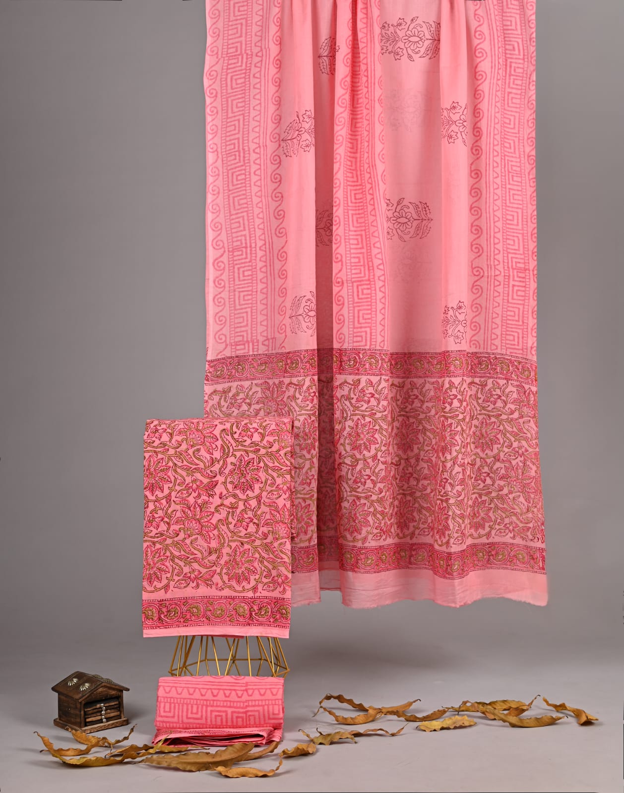 Exclusive new hand block printed cotton suits with cotton duptta