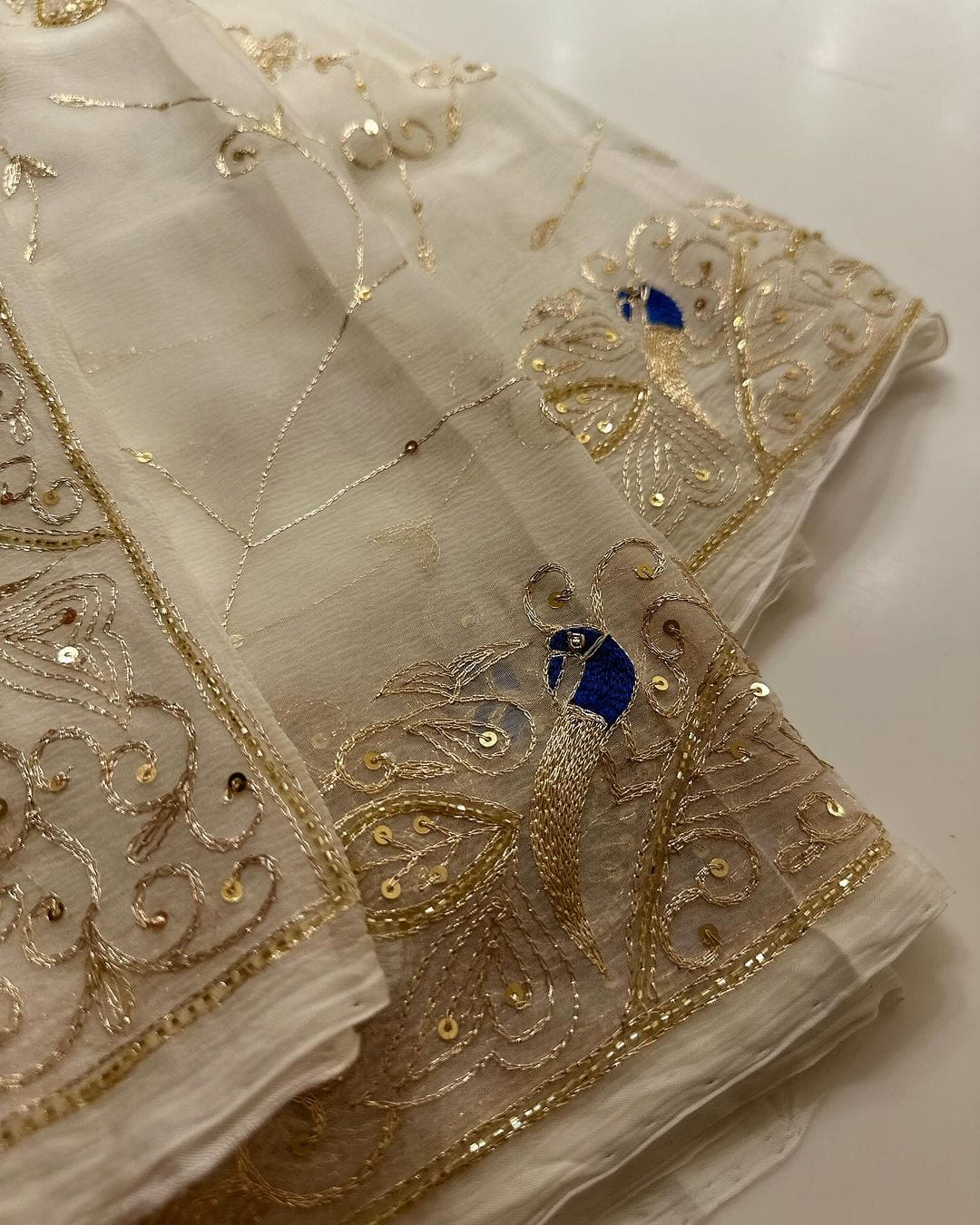 Pure Jaipuri Chiffon Jaal Work Saree With Beautiful Rajputi look and Running Blouse