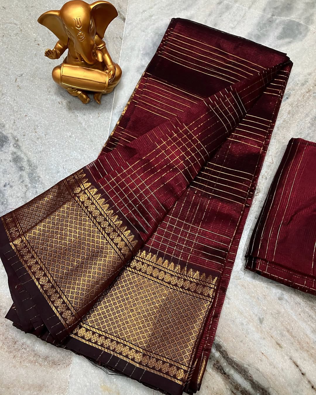 Pure Cotton Silk Mangalagiri Saree With Running Blouse