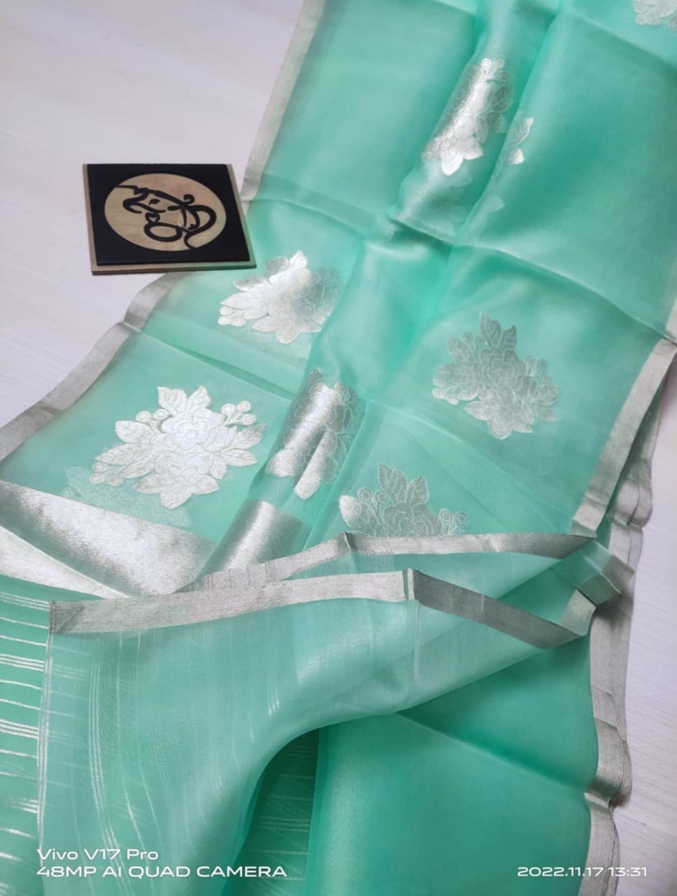 Banarasi Semi Kora Organza Dybel Saree