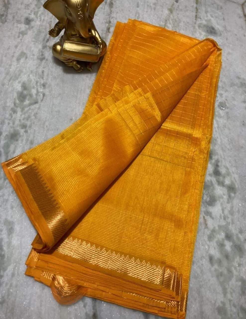 Pure Cotton Silk Mangalagiri Saree With Running Blouse .