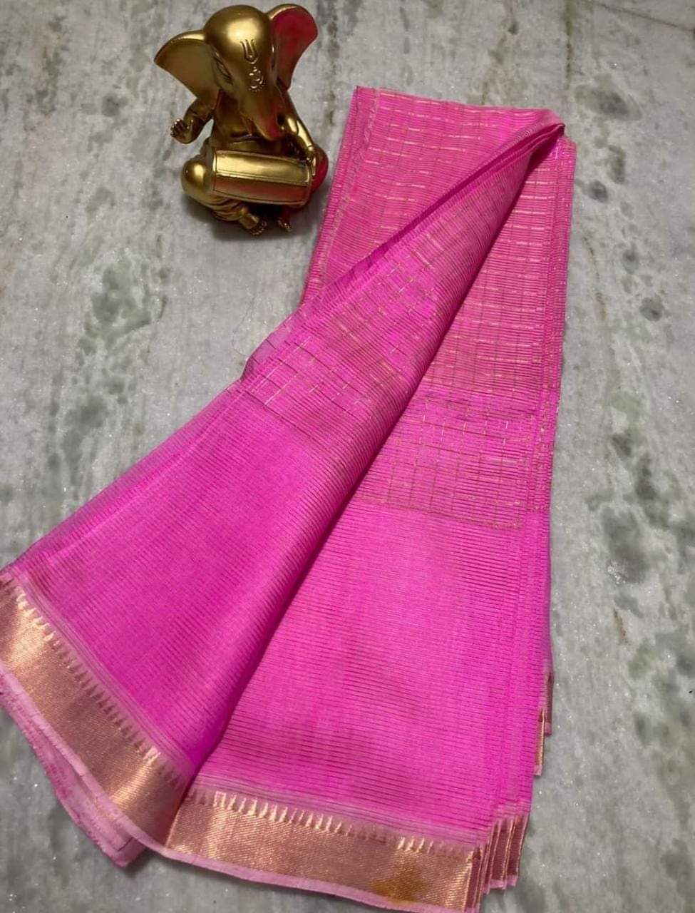 Pure Cotton Silk Mangalagiri Saree With Running Blouse .