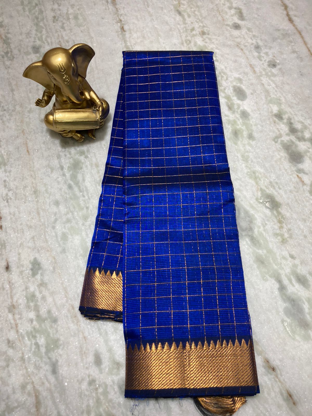 Pure Cotton Silk Mangalagiri Saree With Running Blouse .