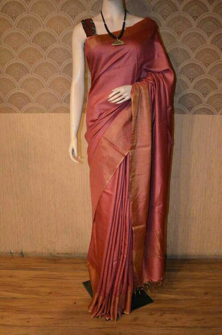 Pure Tussar - Moonga Silk Saree With Running Blouse.