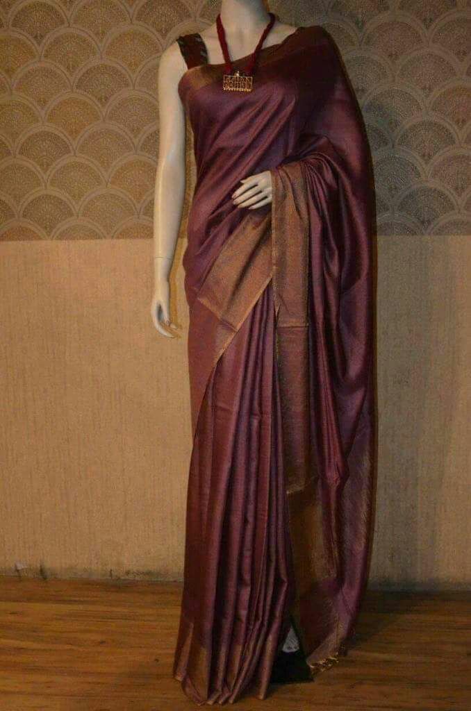 Pure Tussar - Moonga Silk Saree With Running Blouse.