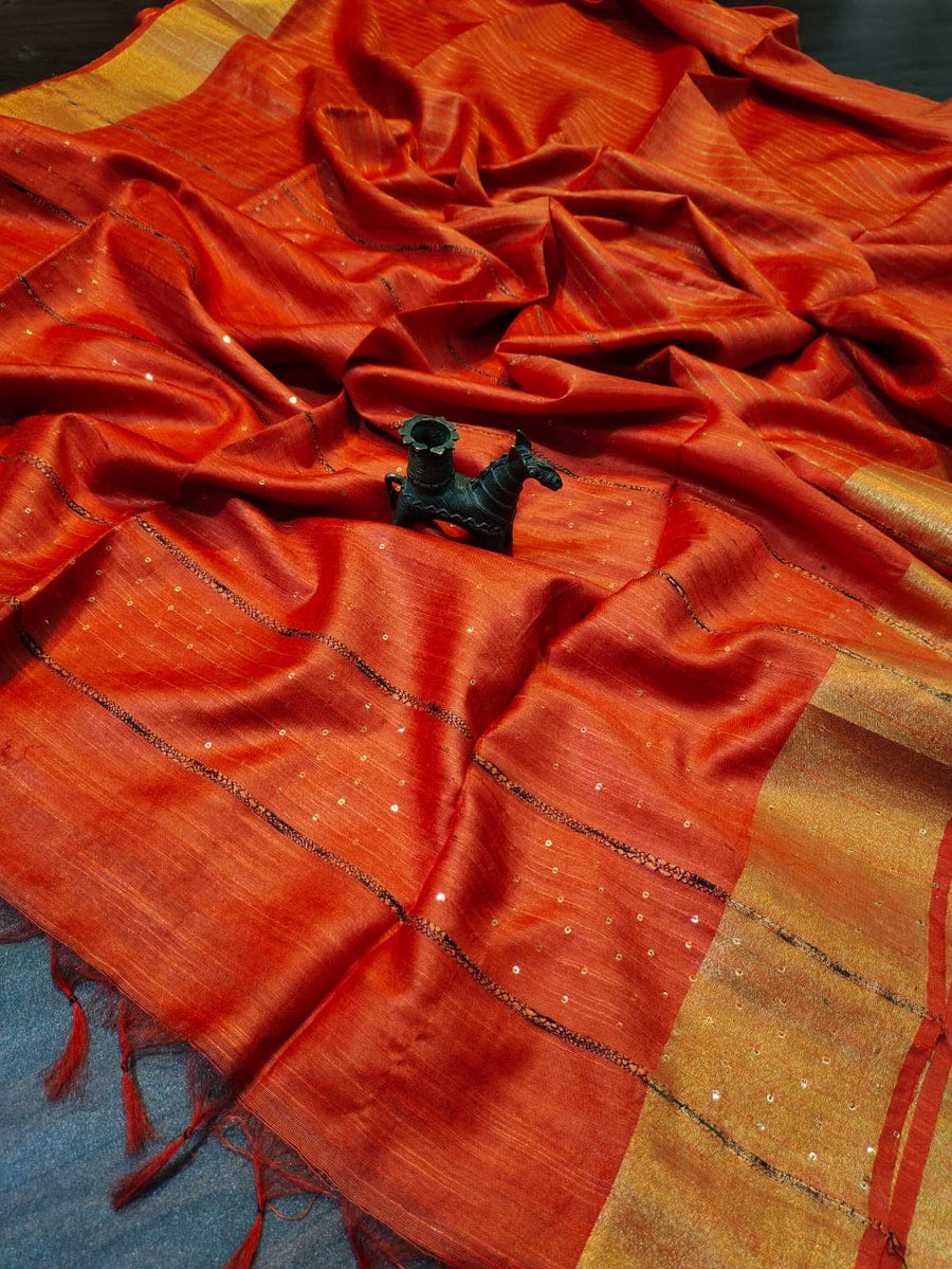 Pure Kota Sequence Pallu Work Saree With Blouse.
