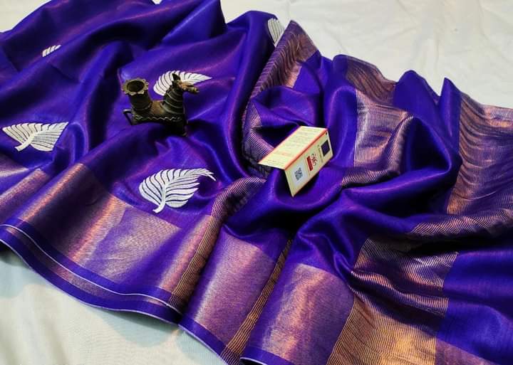 Pure Hand woven Banarasi Tussar Moonga Silk Sarees With Embroidery work