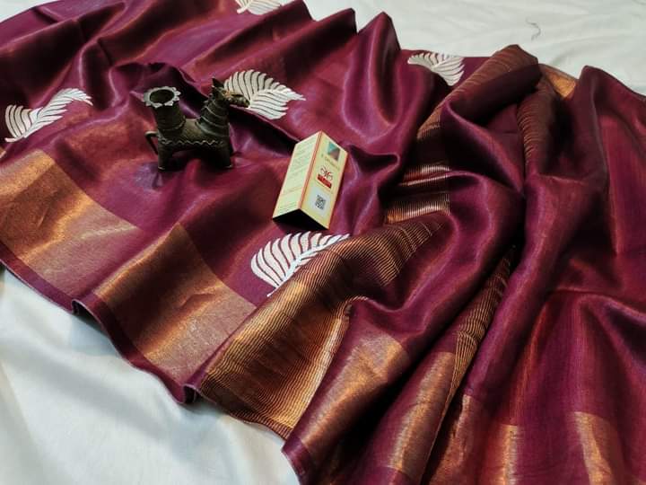 Pure Hand woven Banarasi Tussar Moonga Silk Sarees With Embroidery work
