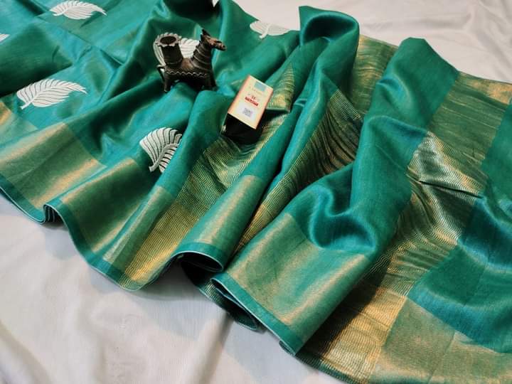 Pure Hand woven Banarasi Tussar Moonga Silk Sarees With Embroidery work