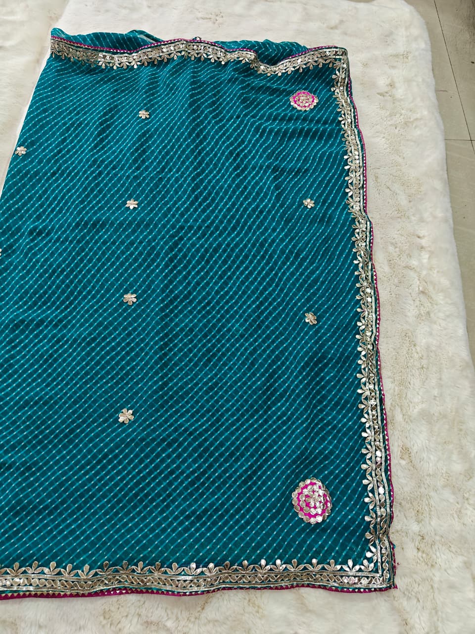 Georgette Gota Patti Work  Saree With Blouse