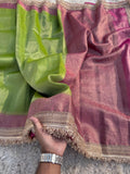 Banarasi Tissue Silk Saree With lace work border
