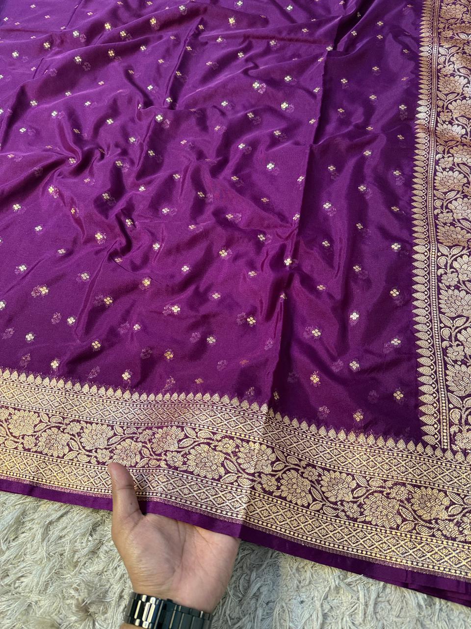 Designer Banarasi Handloom Semi Khaddi Georgette silk Saree with allover Zari