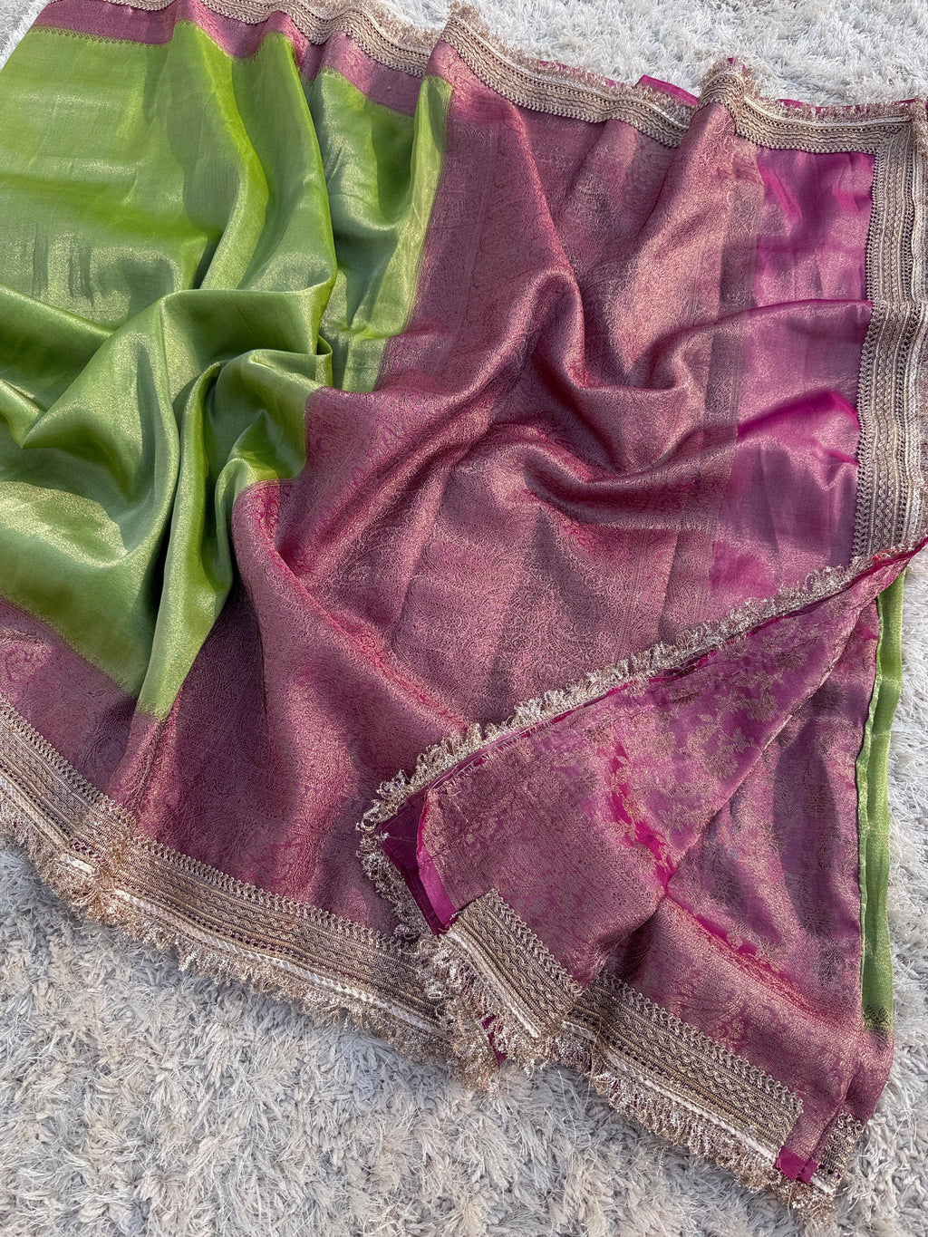 Banarasi Tissue Silk Saree With lace work border