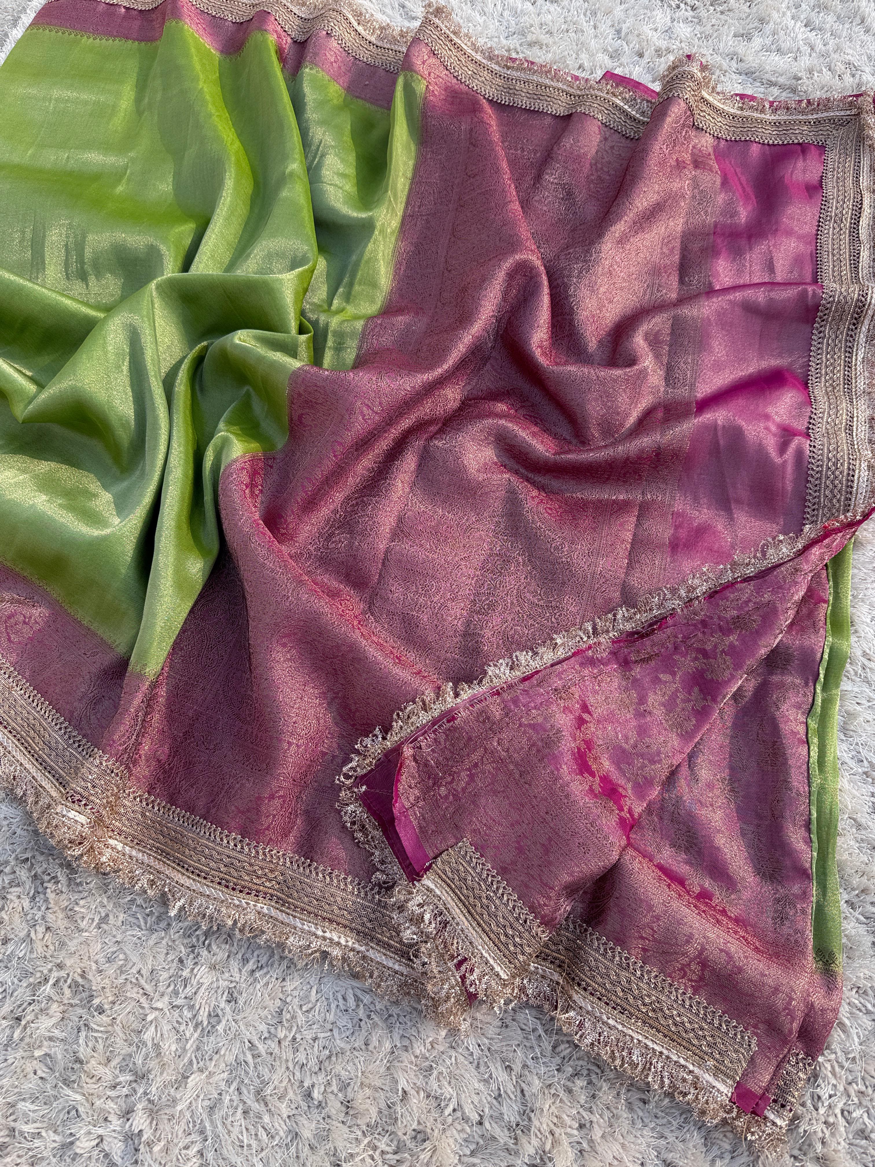 Banarasi Tissue Silk Saree With lace work border