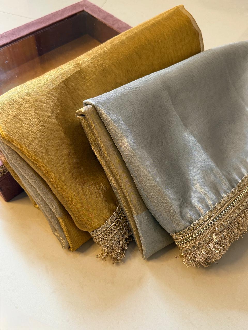 Banarasi Tissue Silk Saree With lace work border