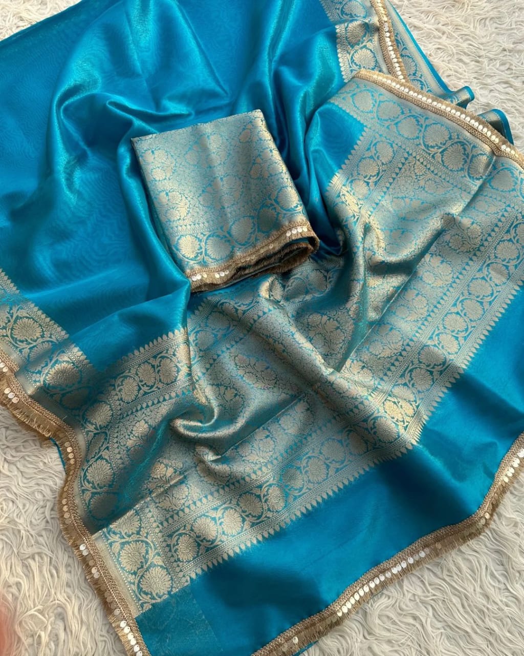 Banarasi Tissue Silk Saree With lace work border