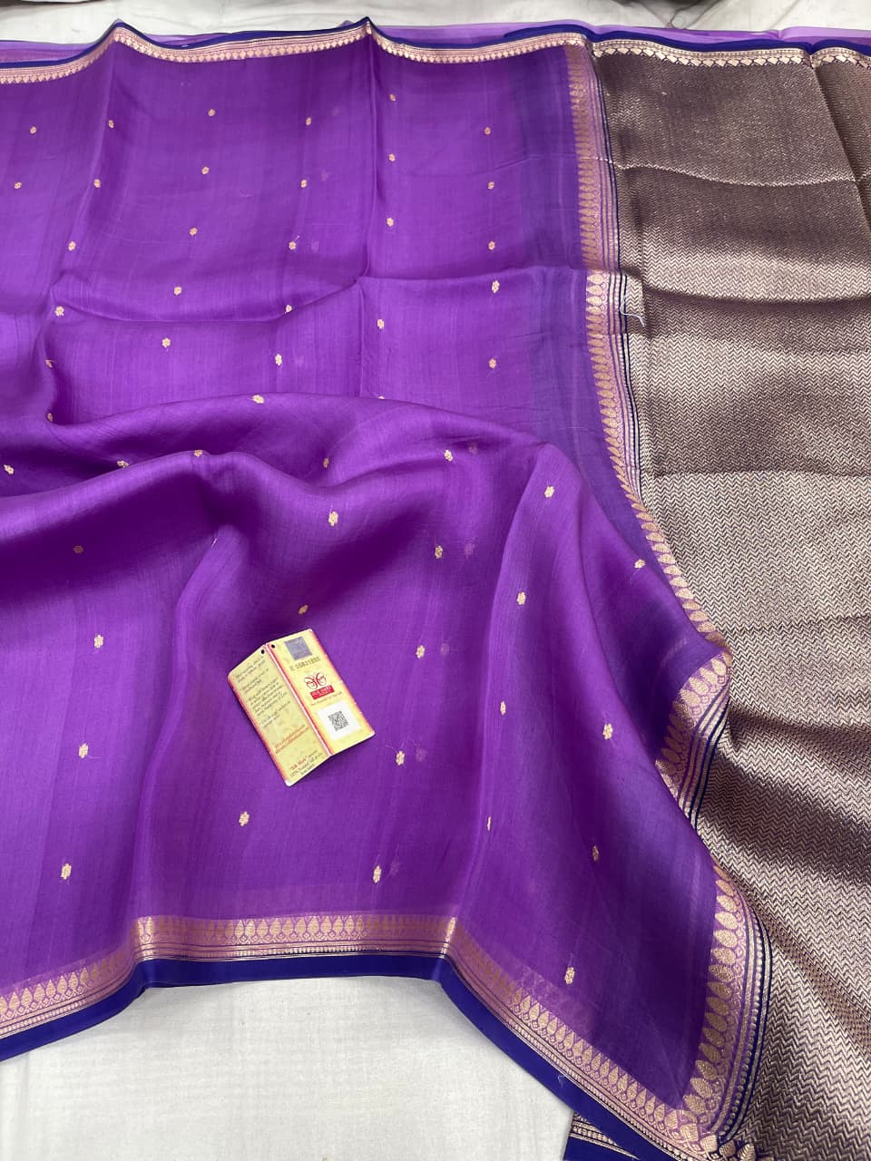 Pure Handloom banarasi  kora Silk Saree With Blouse