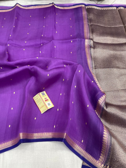 Pure Handloom banarasi  kora Silk Saree With Blouse