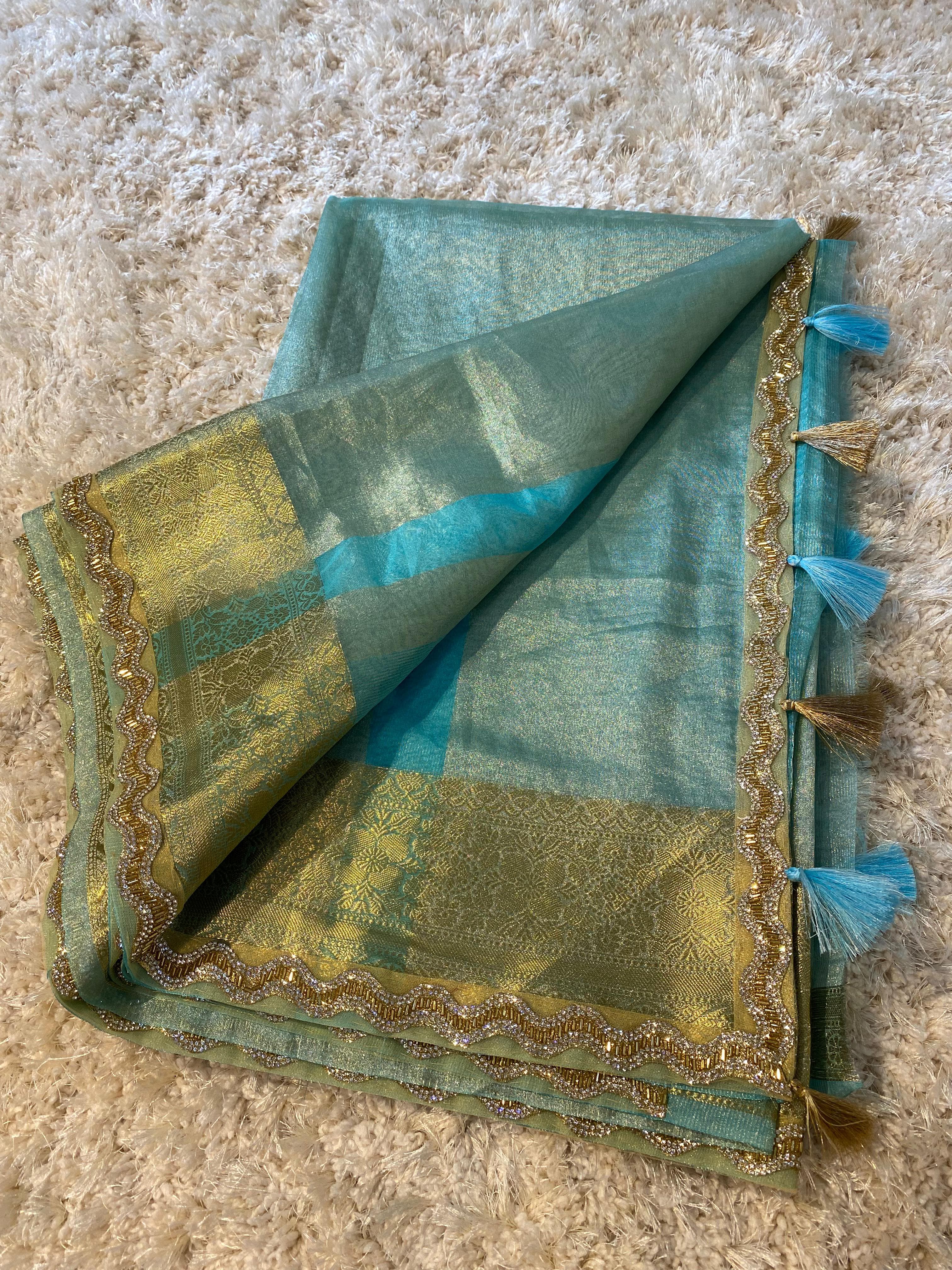 Banarasi tissue soft silk saree  with lace work