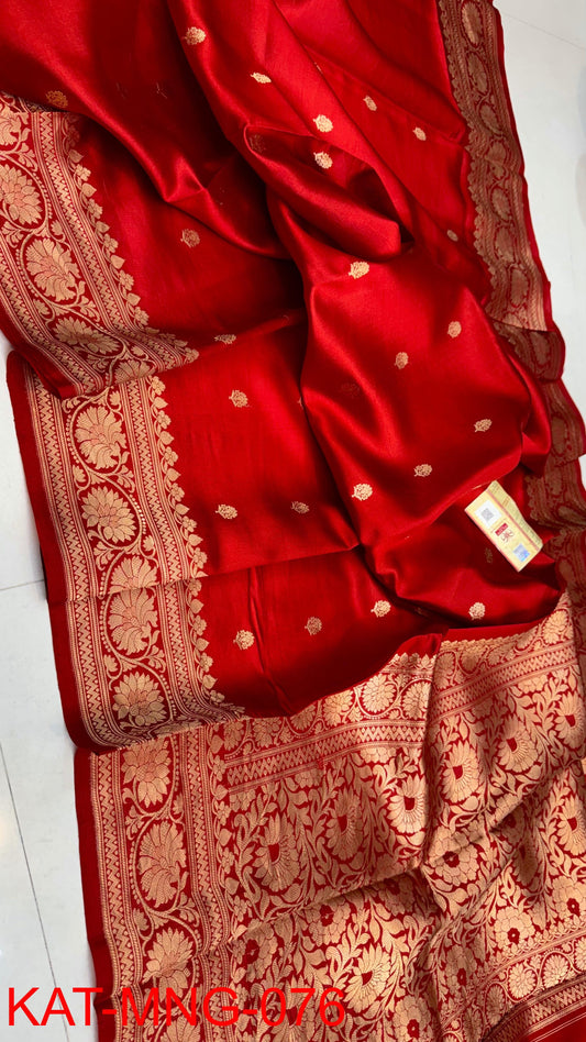 Pure Banarasi  Mango silk Saree With Contrast blouse