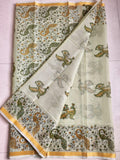 Beautiful kota cotton hand brush print work saree