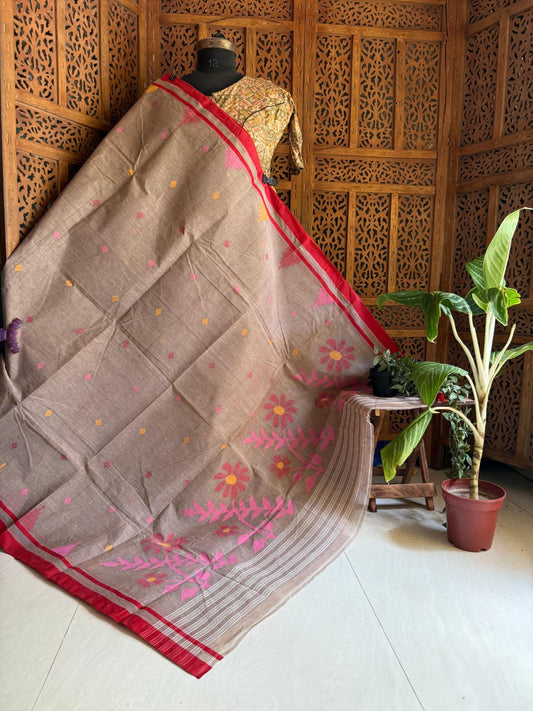 Pure Cotton needle work jamdani Saree