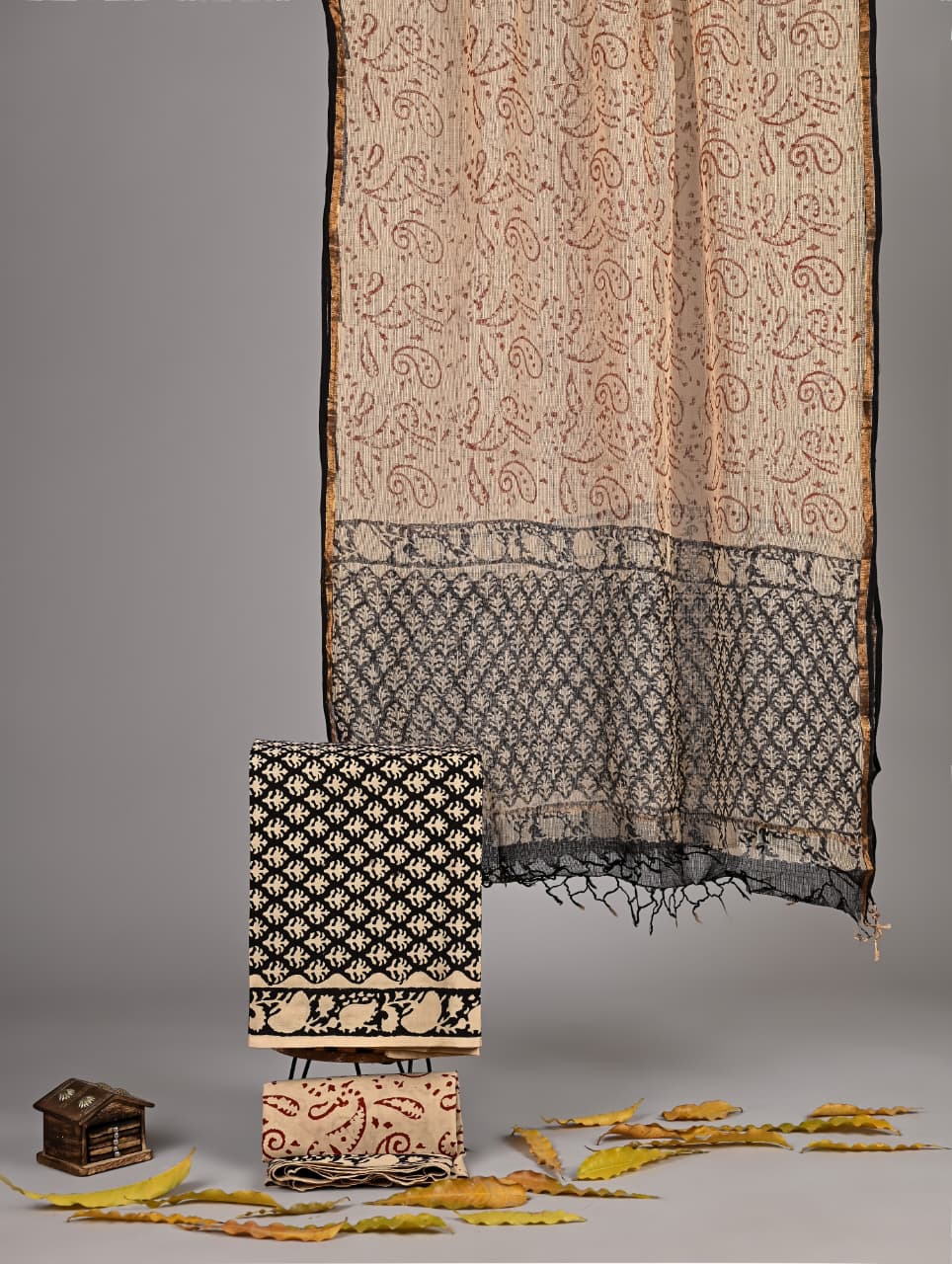 Pure Cotton Hand Block Print Suit With Kota Doriya Dupatta