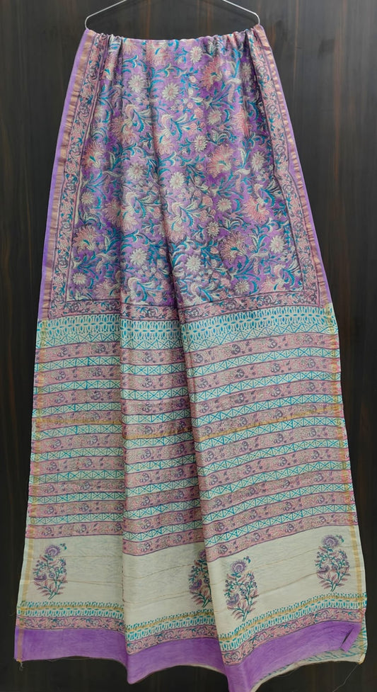 Traditional Hand-block Print Chanderi Silk Saree