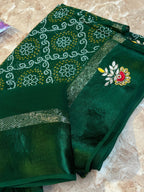 Pure georgette  Bandhej gota patti saree