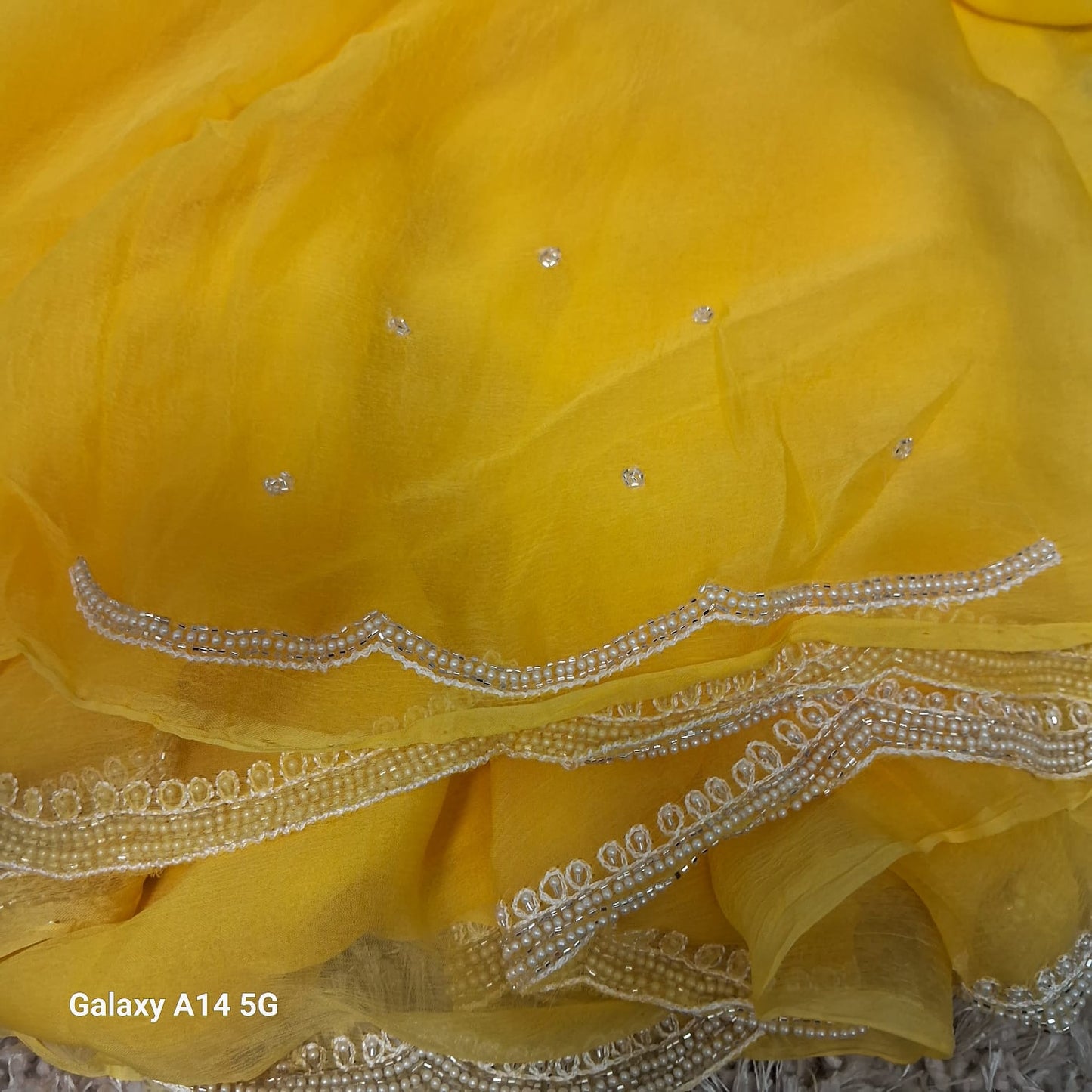 Pure Dimond Chiffon Hand Work Saree With Running Blouse