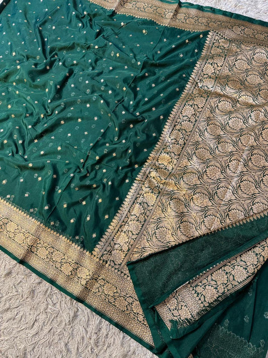 Designer Banarasi Handloom Semi Khaddi Georgette silk Saree with allover Zari