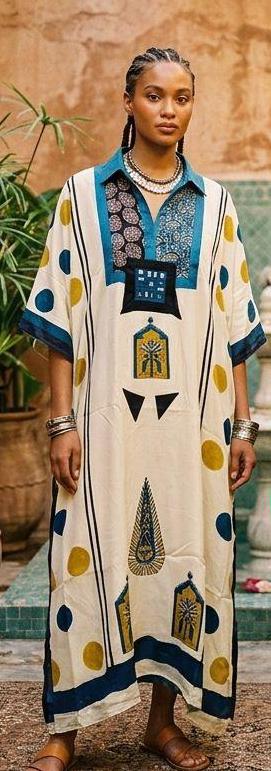 Pure Modal Silk Handblock Printed Kaftans Stitched suit