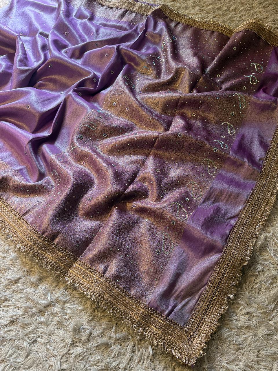 Banarasi Tissue Silk Saree With lace work border