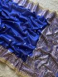 Banarasi Tissue Silk Saree With beautiful  borders with mirror  work