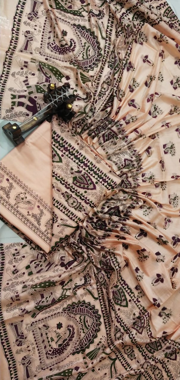 BHAGALPURI   KATAN MADHUBANI PRINT UNSTITCHED SUIT
