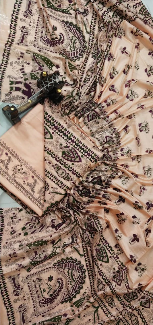 BHAGALPURI   KATAN MADHUBANI PRINT UNSTITCHED SUIT