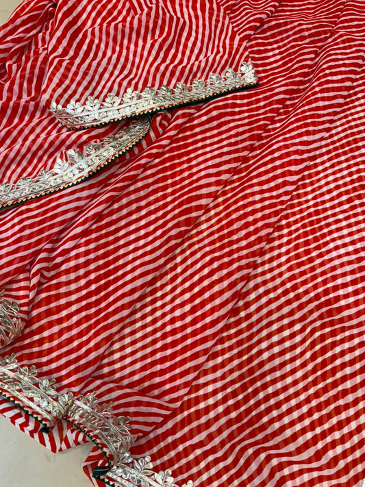 Georgette Gota Patti Work  Saree With Blouse