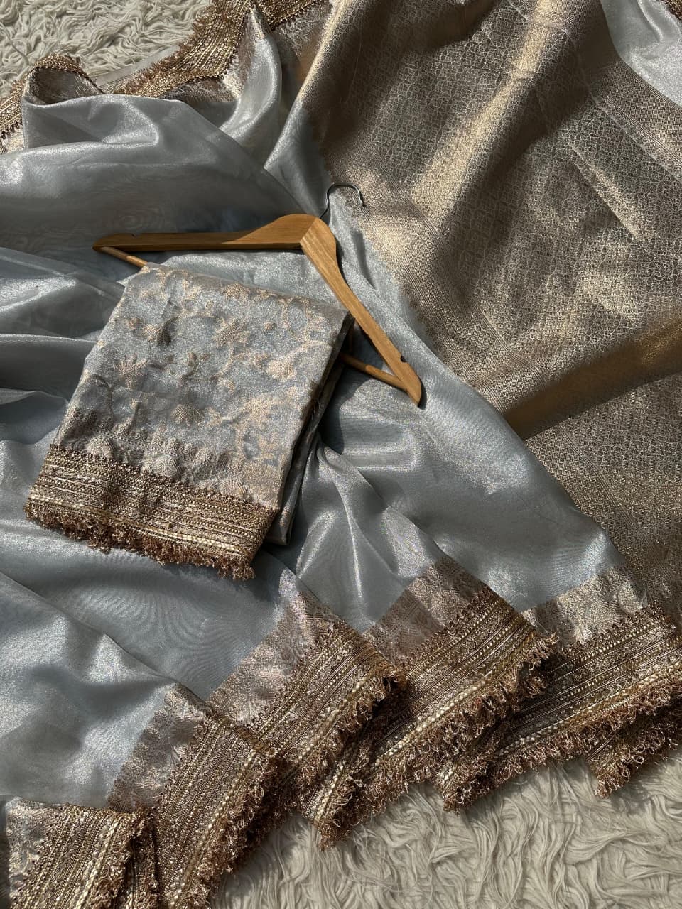 Banarasi Tissue Silk Saree With lace work border