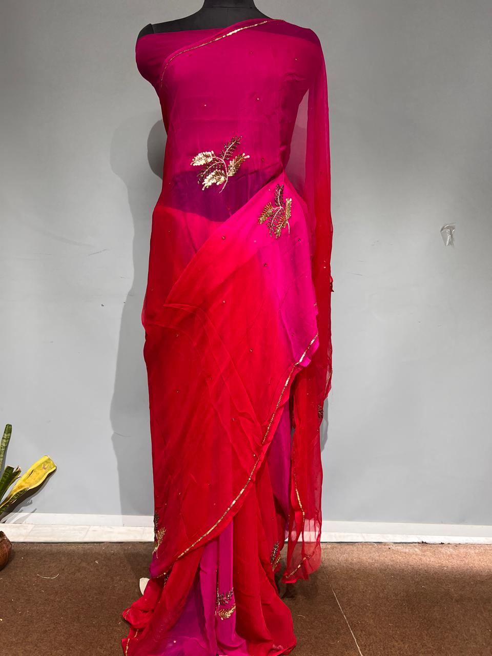 Pure Jaipuri Chiffon Saree