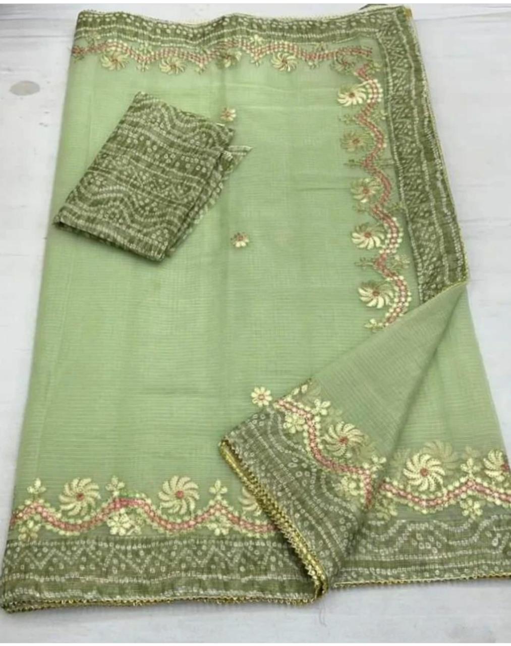 Elegant Kota Doria Gota Patti Work Saree
