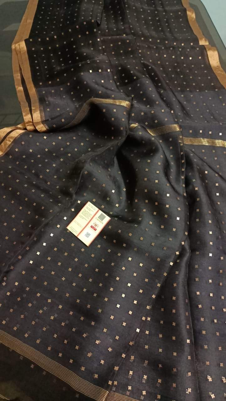 Bengal Handloom Pure Muslin Silk Saree With ( Silk Mark Certified)
