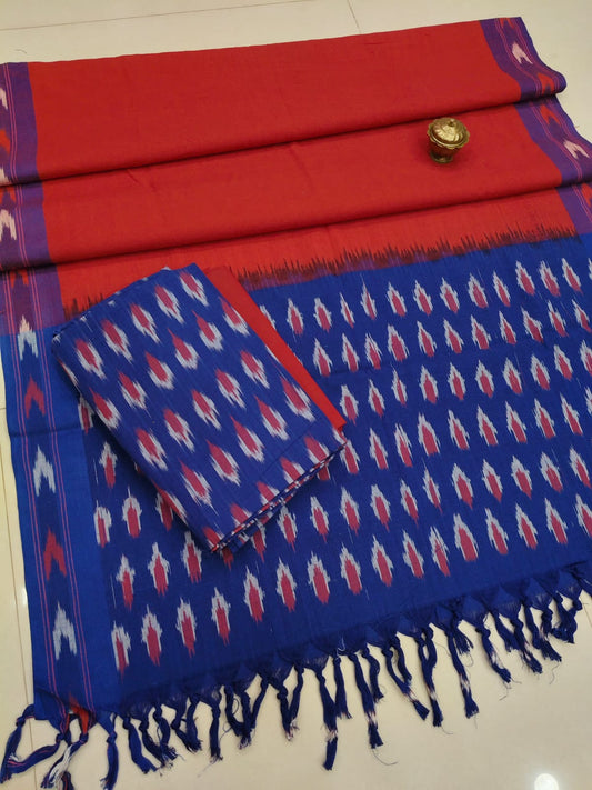 Pure  ikkat Cotton Unstitched Suit With Dupatta