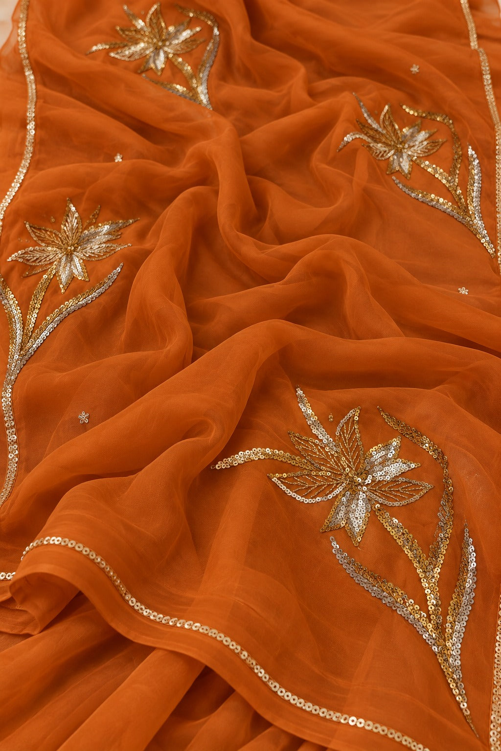 Pure Jaipuri Chiffon Hand-work motif work saree with  blouse