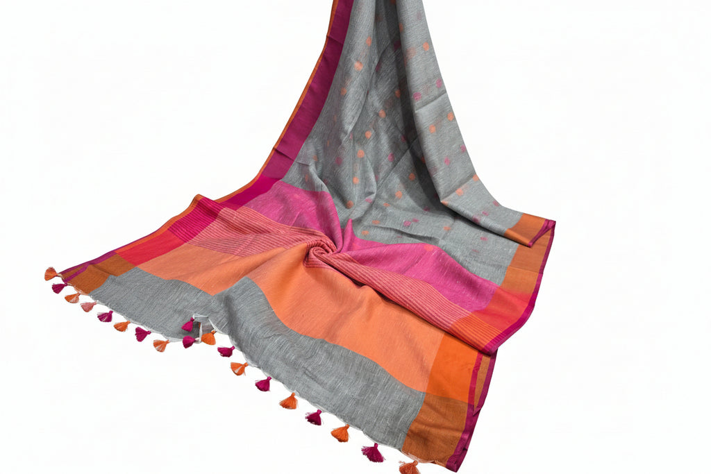 Pure Linen By Linen  Saree With  Blouse