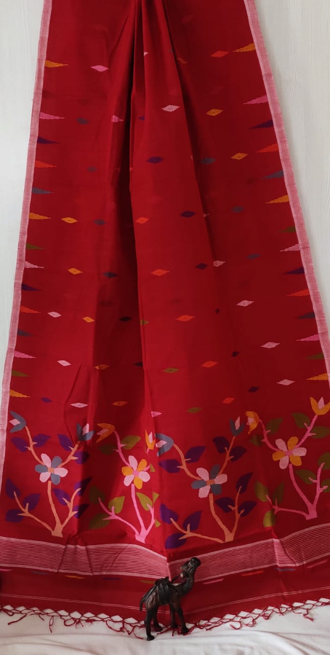 Pure Cotton needle work jamdani Saree