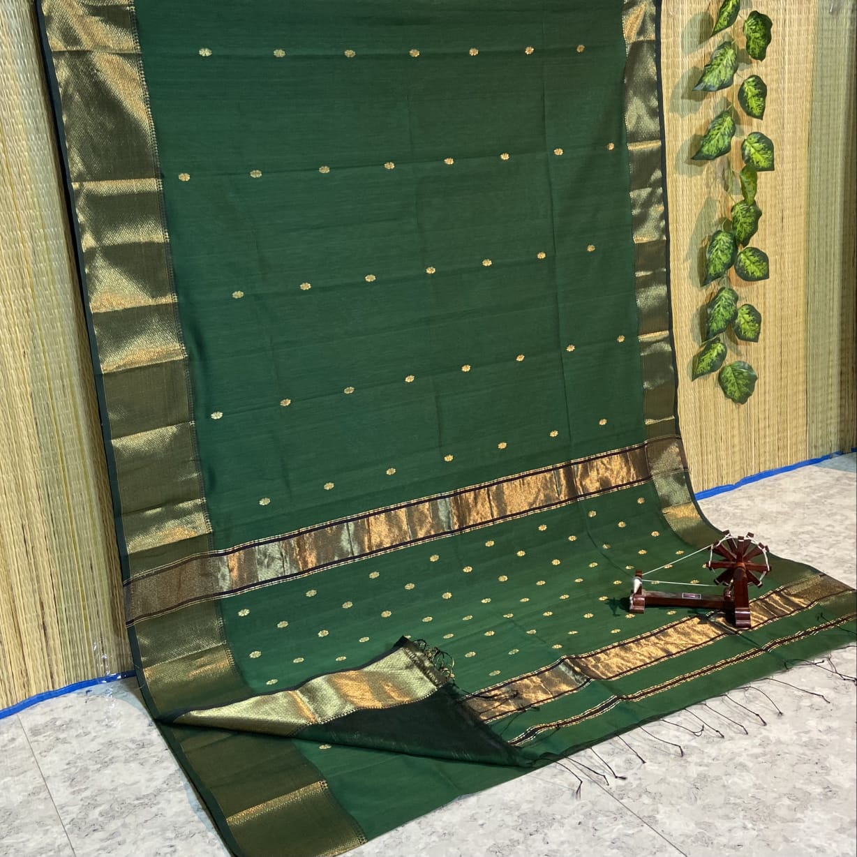 Maheshwari Cotton Silk Zari Work Saree With Blouse