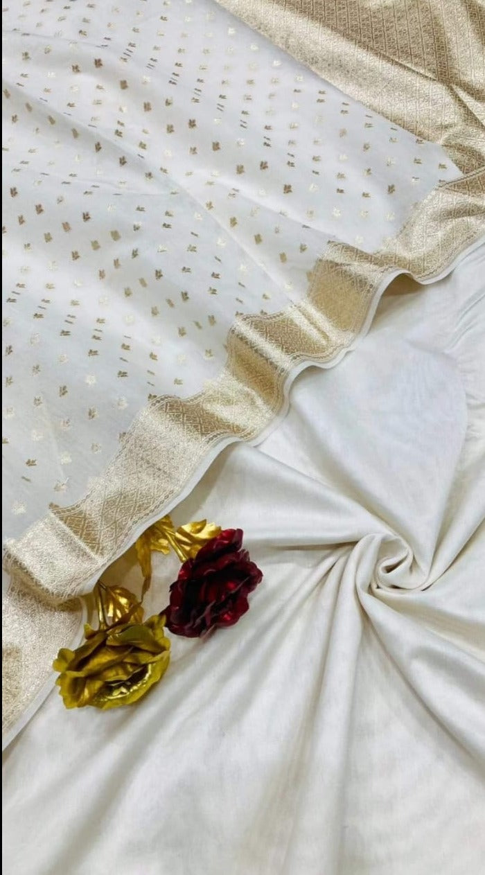 Chanderi Silk Unstitched Suit With Bottom and Dupatta