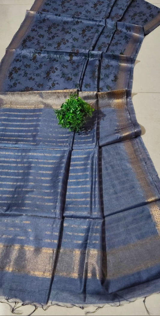 Bhagalpuri Kota silk hand block print saree
