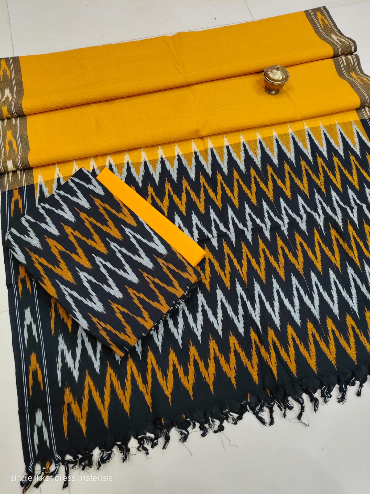 Pure  ikkat Cotton Unstitched Suit With Dupatta