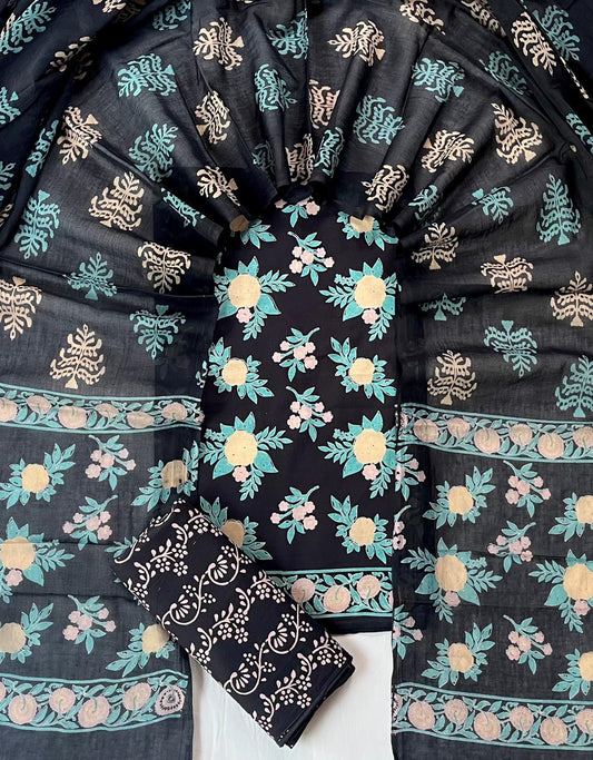 Exclusive new hand block printed cotton suits with cotton duptta
